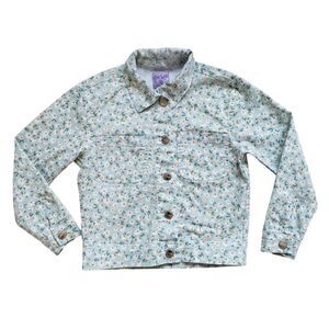Eva Castillo Floral Denim Jean Jacket Girls 8 Button Front Long Sleeve Kids